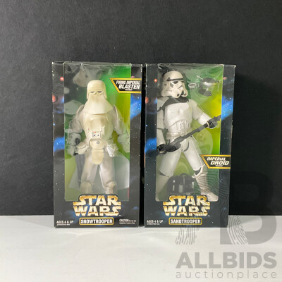 Pair of 1997 Star Wars Sand and Snow Trooper Figures in Original Packaging