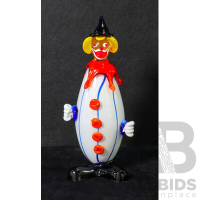 Murano Glass Blue/White Striped Clown