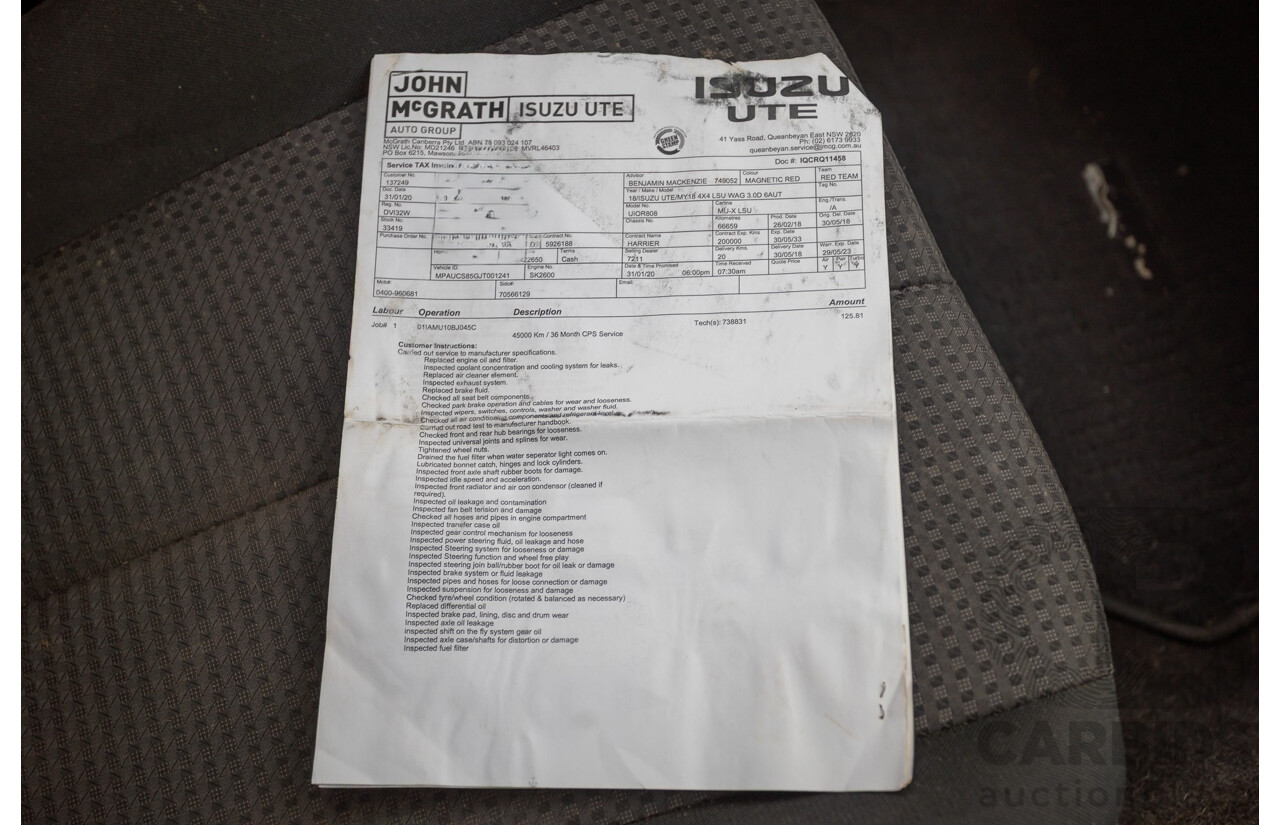 05/2018 Isuzu MU-X LS-U (4x4) UC MY18 4D Wagon Red Turbo Diesel 3.0L
