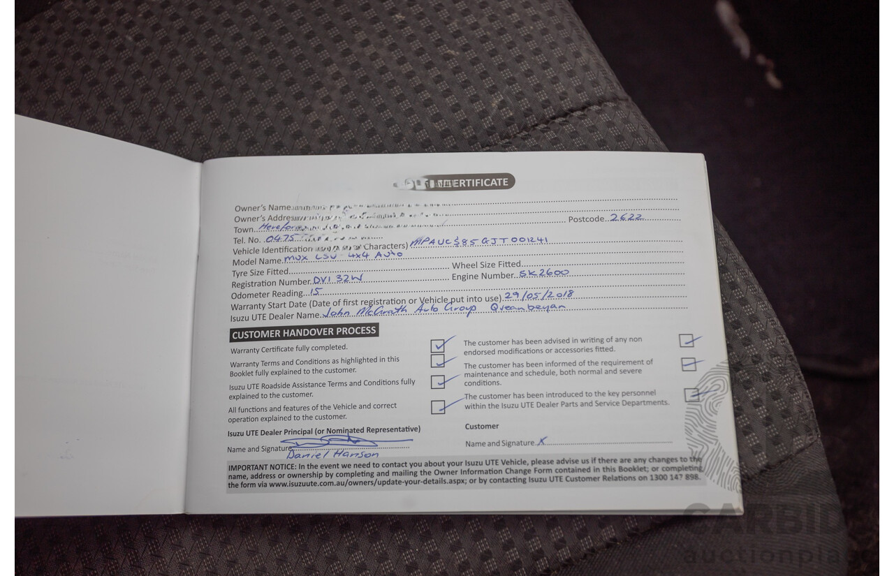 05/2018 Isuzu MU-X LS-U (4x4) UC MY18 4D Wagon Red Turbo Diesel 3.0L