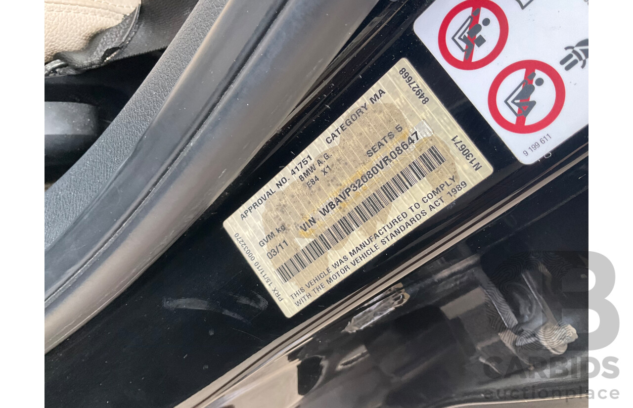 3/2011 Bmw X1 Xdrive 20d E84 MY11 4d Wagon Black 2.0L