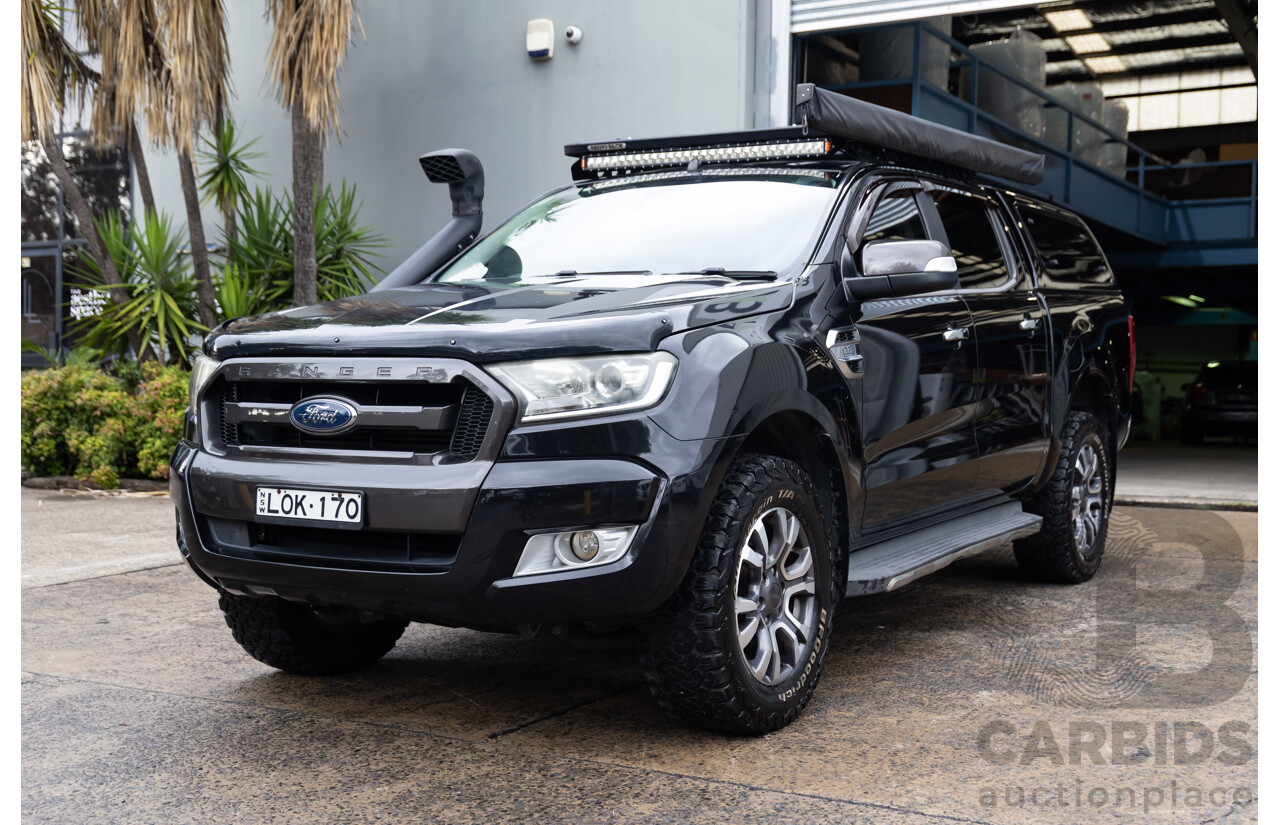 09/2015 Ford Ranger XLT 3.2 (4x4) 4x4 PX MKII Dual Cab Utility Black Turbo Diesel 3.2L