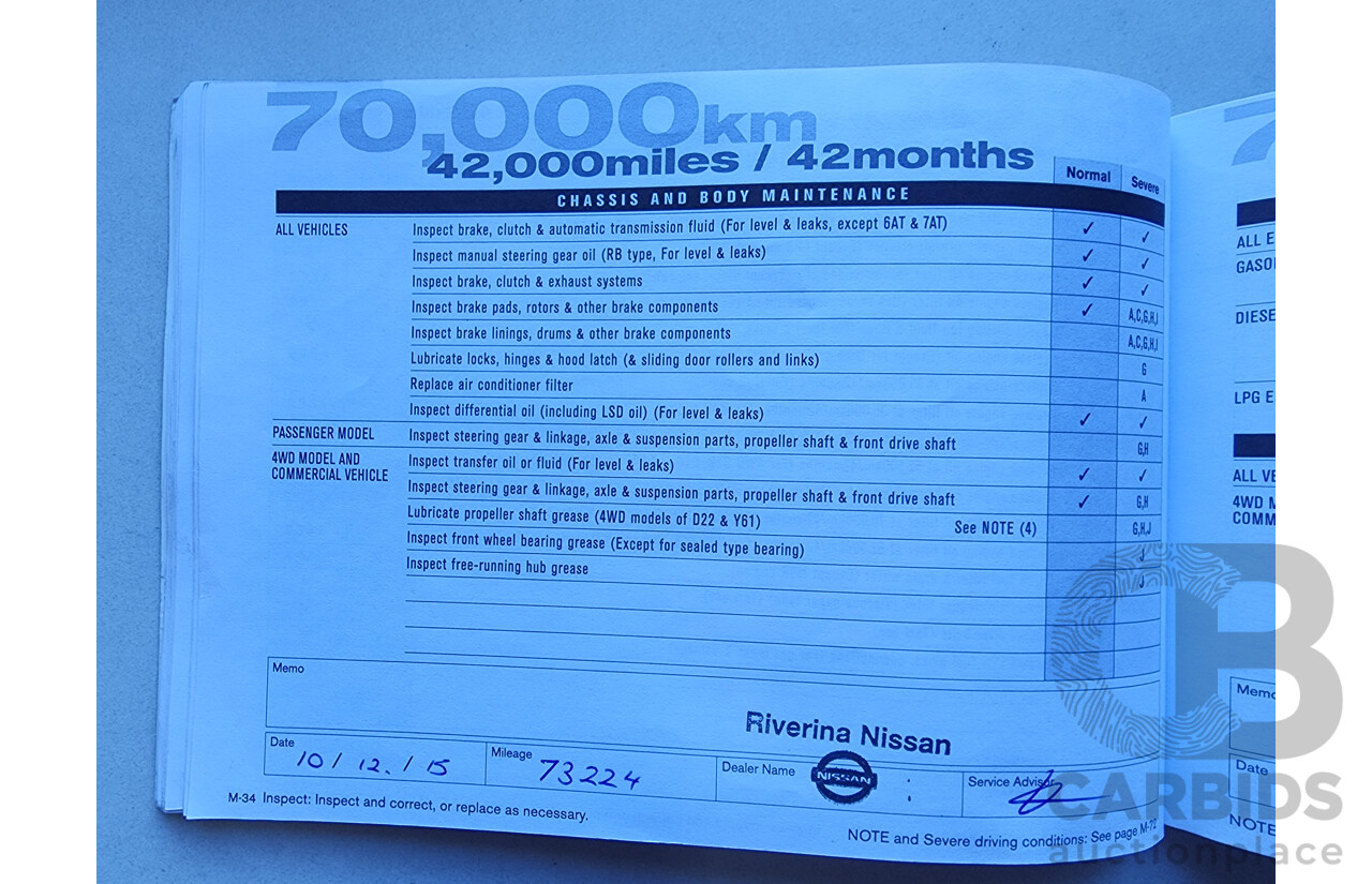 7/2012 Nissan Navara ST (4x4) D40 Dual Cab P/Up Blue 2.5L