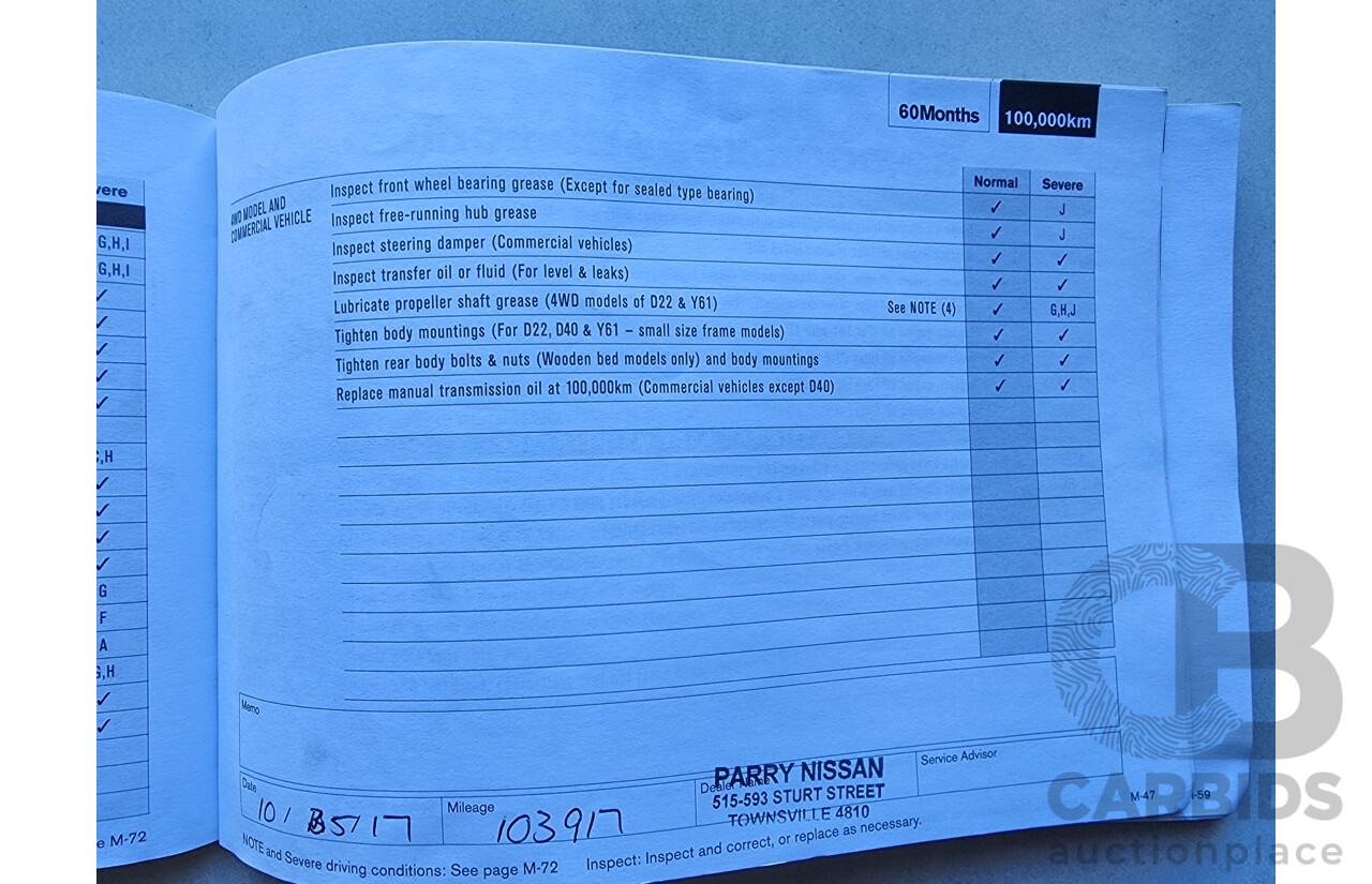 7/2012 Nissan Navara ST (4x4) D40 Dual Cab P/Up Blue 2.5L