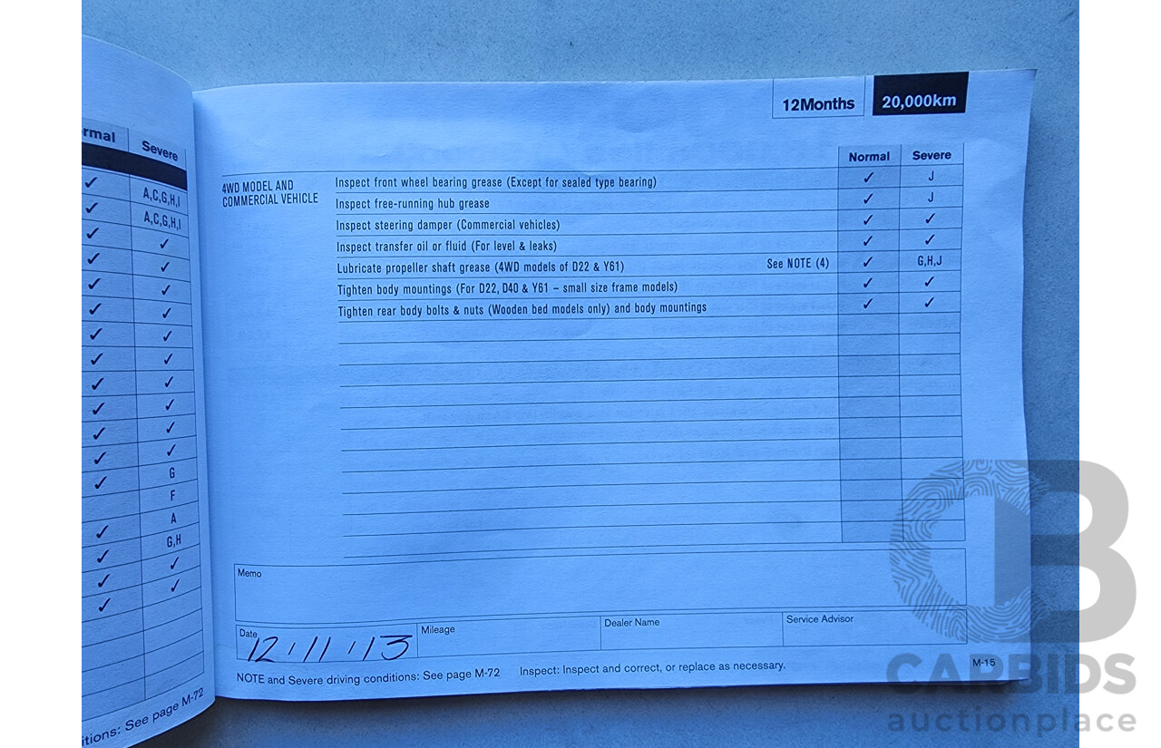 7/2012 Nissan Navara ST (4x4) D40 Dual Cab P/Up Blue 2.5L