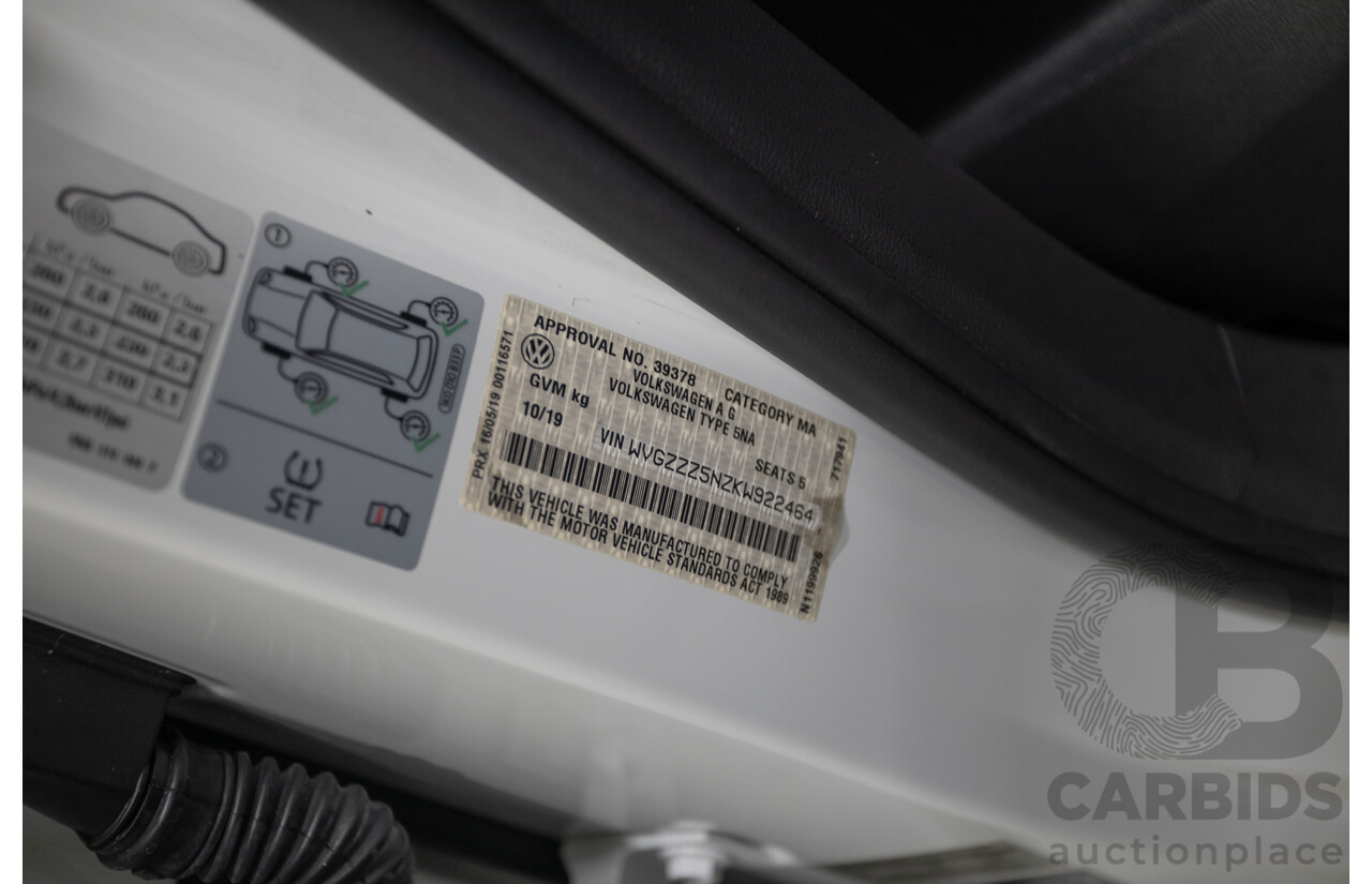 10/2019 Volkswagen Tiguan 132 TSI R-Line Edition (AWD) 5NA MY19 4D Wagon Pure White Turbo 2.0L