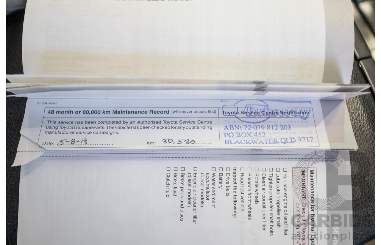 8/2010 Toyota Landcruiser Prado GX (4x4) KDJ150R 4d Wagon White 3.0L