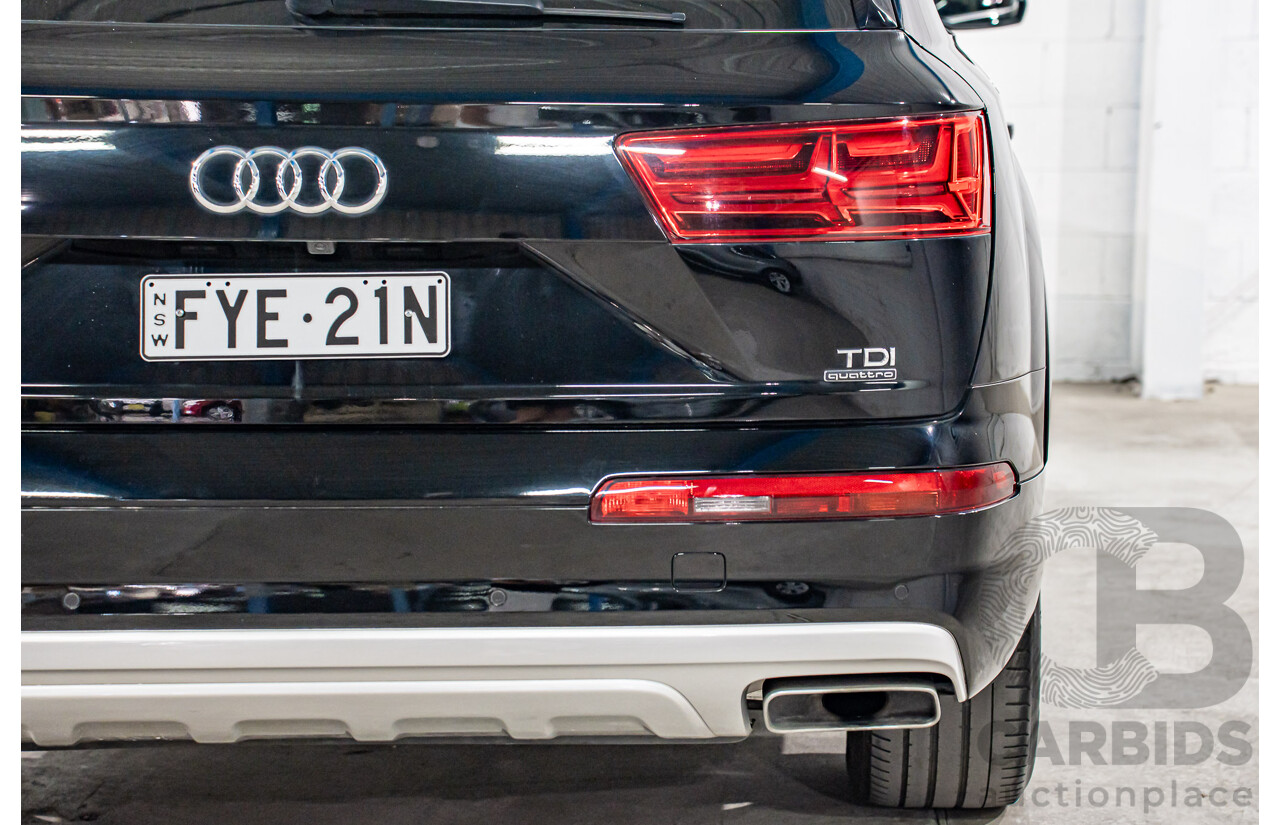 08/2017 Audi Q7 3.0 TDI Quattro (160kW AWD) 4M MY17 4d Wagon Brilliant Black Turbo Diesel V6 3.0L