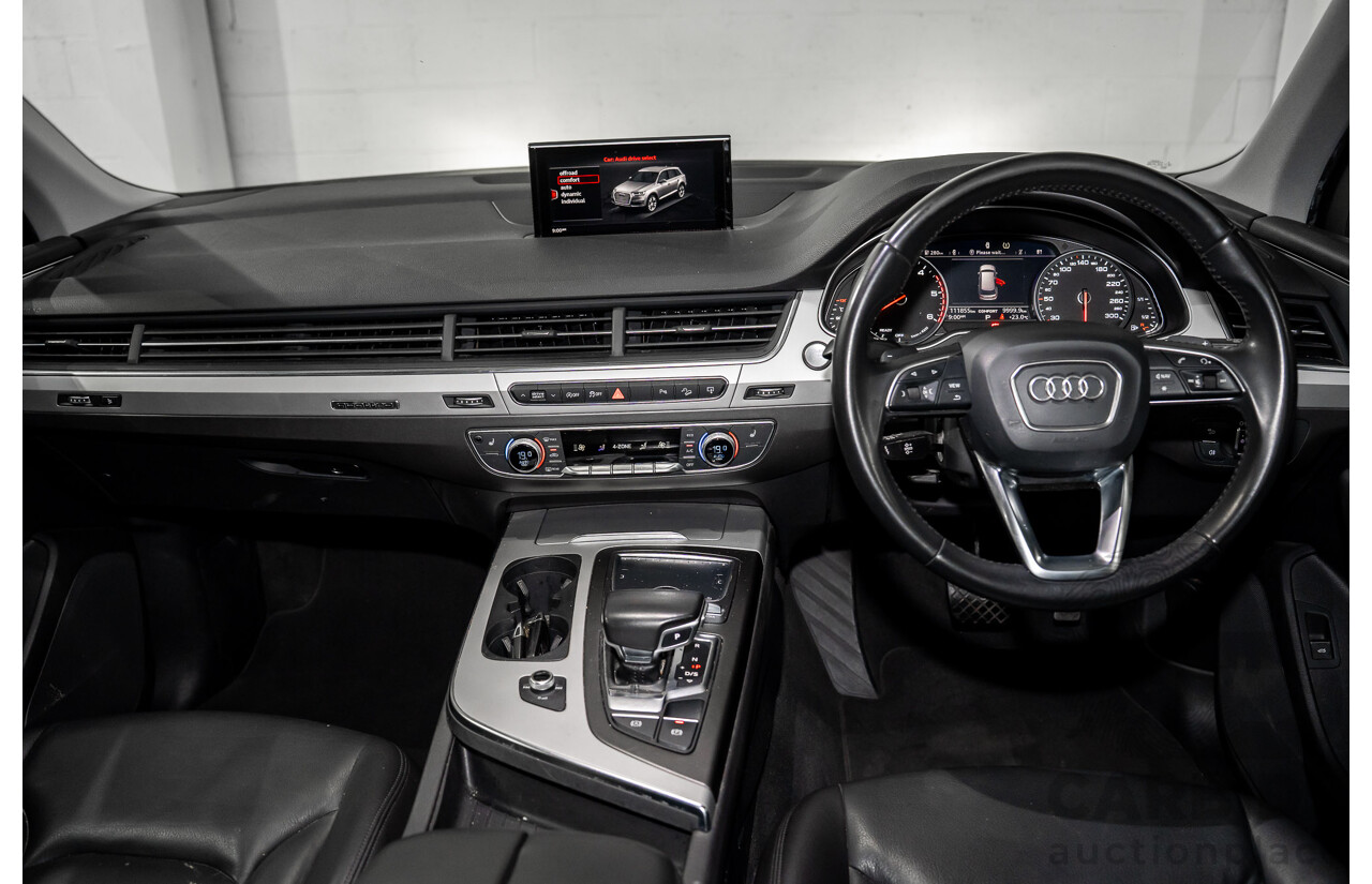 08/2017 Audi Q7 3.0 TDI Quattro (160kW AWD) 4M MY17 4d Wagon Brilliant Black Turbo Diesel V6 3.0L