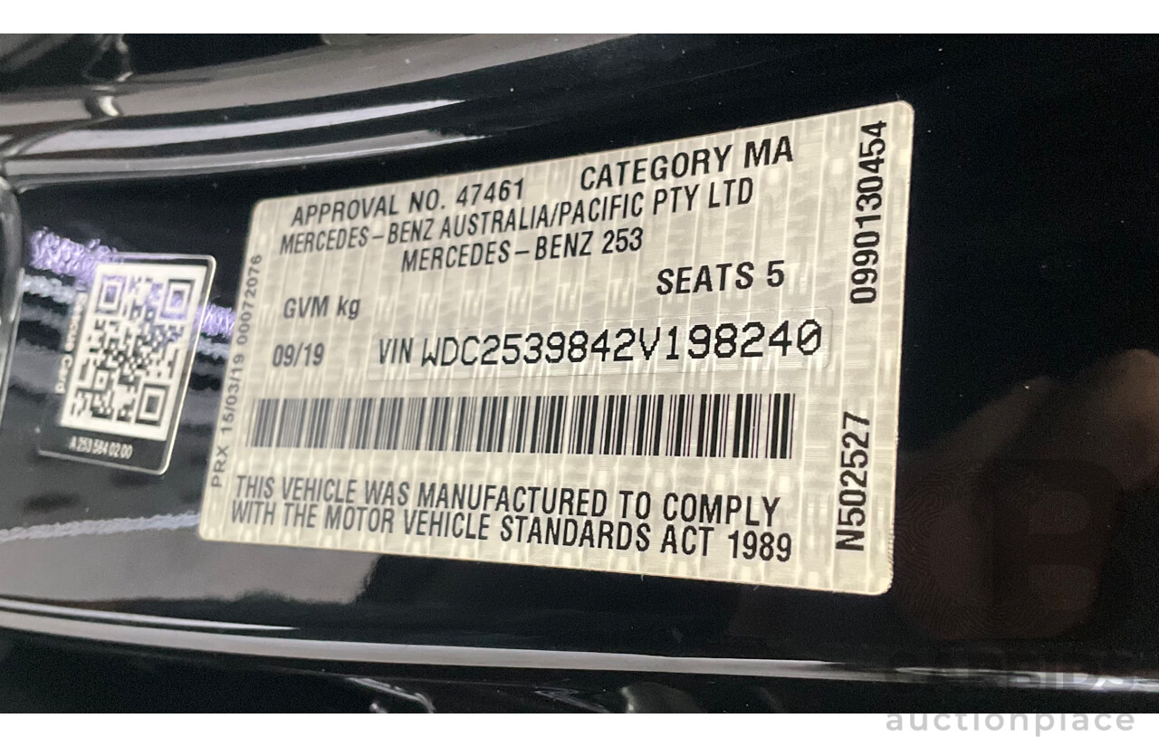 09/2019 Mercedes-Benz GLC 300 4Matic (AWD) X253 MY20 4d Wagon Obsidian Black Turbo 2.0L