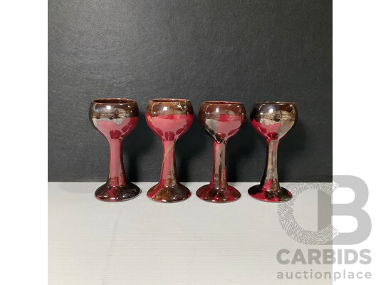 Four Daisy Ware Australian Studio Pottery Goblets