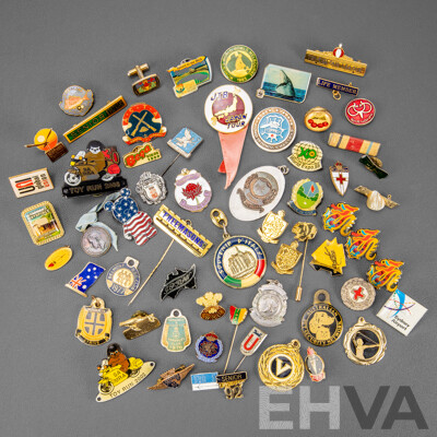 Collection of International Lapel Pins Including Freemasons, Toy Runs, Seniors, Pet Society and More