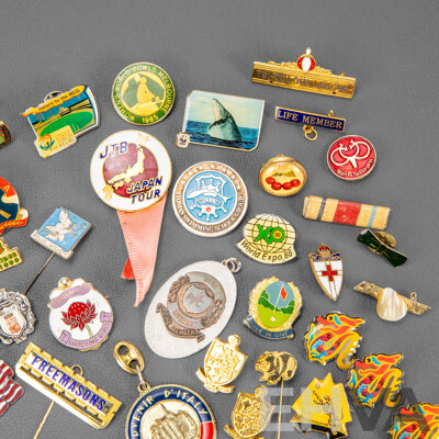 Collection of International Lapel Pins Including Freemasons, Toy Runs, Seniors, Pet Society and More
