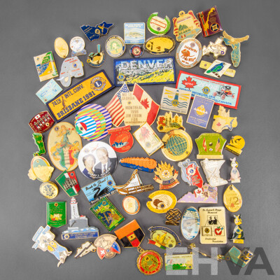 Collection of International Lions Lapel Pins and Badges Including Switzerland, USA, Australia, New Zealand, Canada