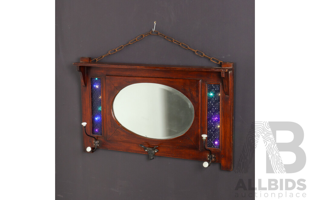 Art Deco Mahogany Wall Mount Hallway Mirror