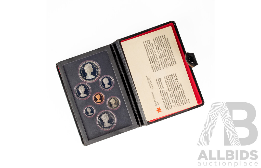 Canadian 1982 Seven Proof Coin Set Including Silver Bison Dollar .500