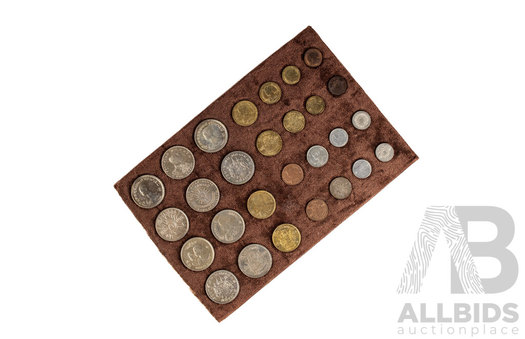 Twenty Eight Thailand Coins on Felt Backed Card