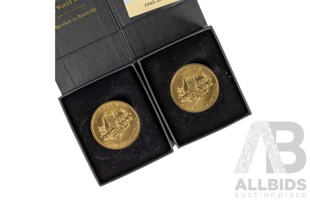 Two Australian RAM 2005 Department of Veterans Affairs WW2 Service Medals