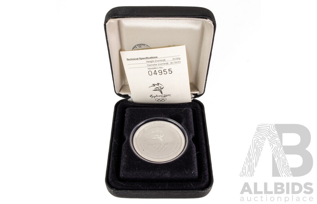 Australian Perth Mint/RAM 2000 Silver Sydney Olympics Medallion - Appreciation of Rail Staff, State Rail, City Rail, Country Link .999