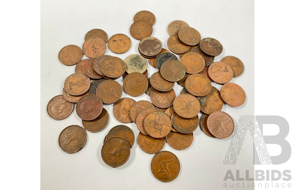 Collection of Australian Pennies Spanning 1922 to 1964