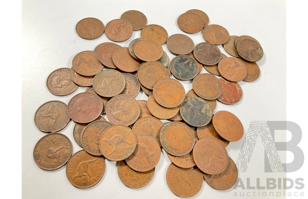 Collection of Australian Pennies Spanning 1922 to 1964