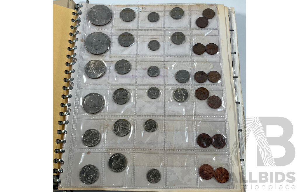 Album of International Vintage Coins Including USA, Fiji, New Zealand, Canada, Germany, Hong Kong, India, Malaysia, Tonga and More