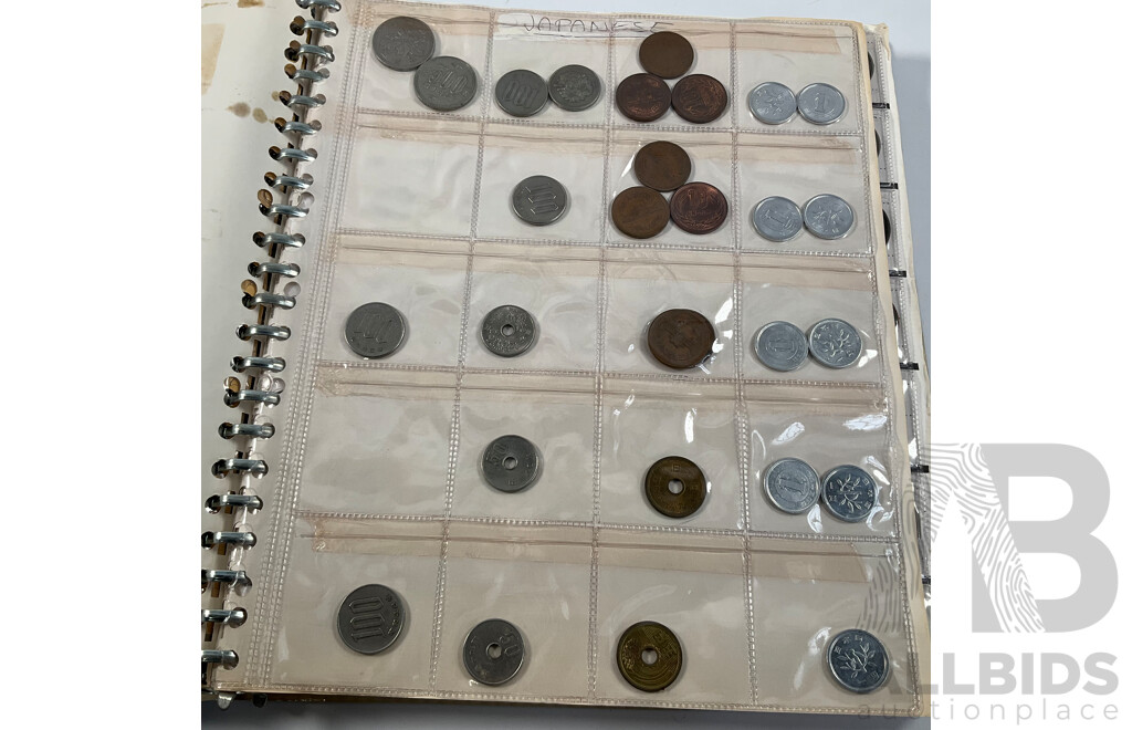 Album of International Vintage Coins Including USA, Fiji, New Zealand, Canada, Germany, Hong Kong, India, Malaysia, Tonga and More