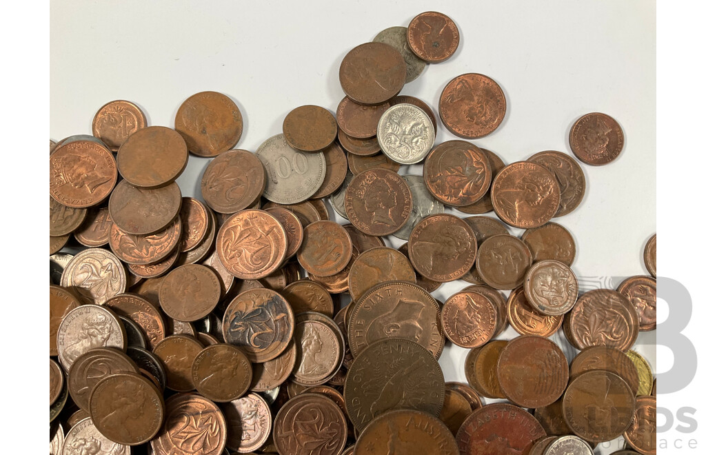 Collection of Mostly Australian One and Two Cent Coins - Approximately 2.2 Kilograms