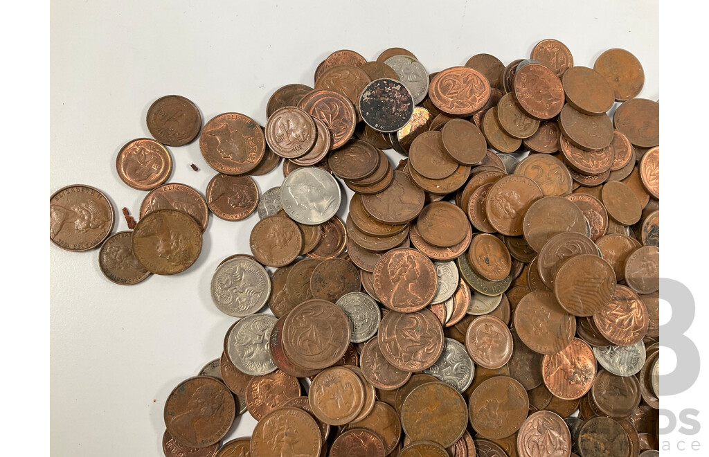 Collection of Mostly Australian One and Two Cent Coins - Approximately 2.2 Kilograms