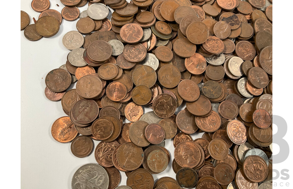 Collection of Mostly Australian One and Two Cent Coins - Approximately 2.2 Kilograms