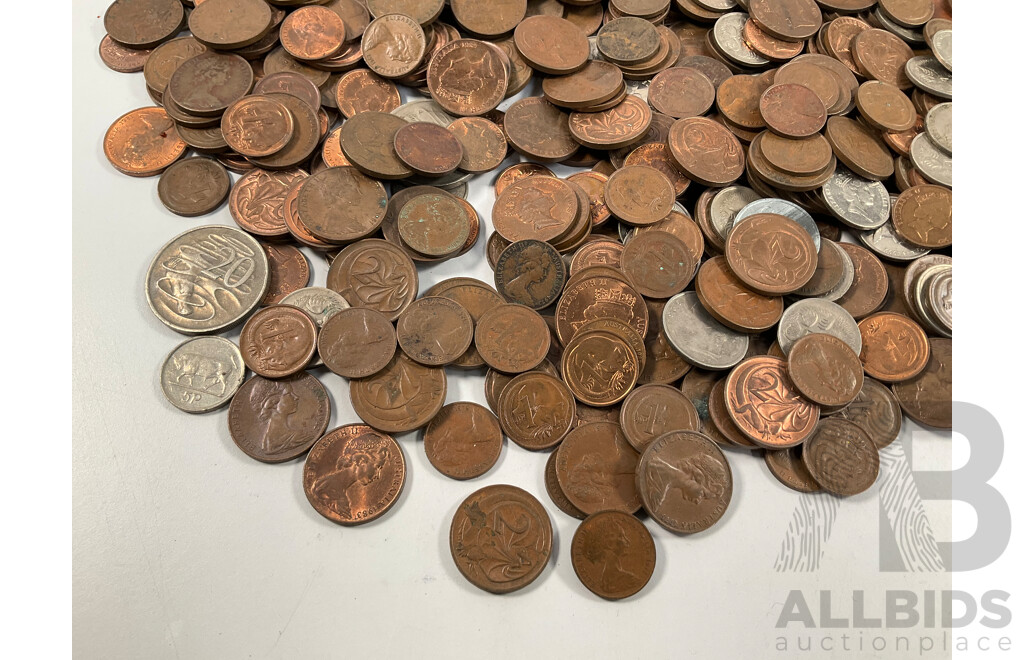 Collection of Mostly Australian One and Two Cent Coins - Approximately 2.2 Kilograms