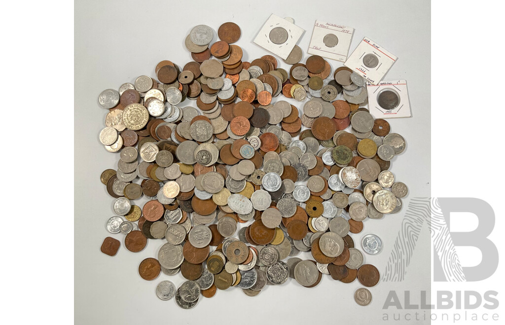 Collection of International Vintage Coins Including United Kingdom, China, Australia, Switzerland, Mexico, Territory of New Guinea and More - Approximately 2.2 Kilograms