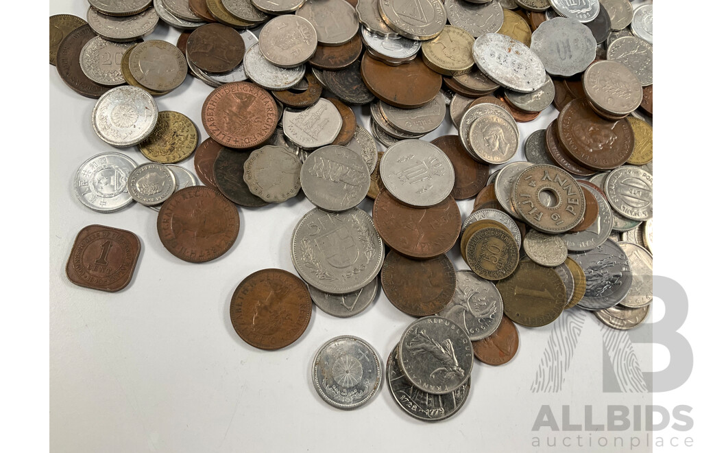 Collection of International Vintage Coins Including United Kingdom, China, Australia, Switzerland, Mexico, Territory of New Guinea and More - Approximately 2.2 Kilograms
