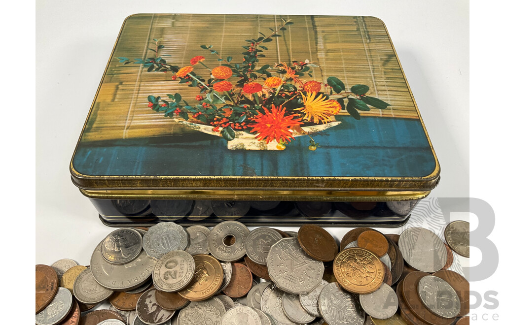 Collection of International Vintage Coins Including France, United Kingdom, Tonga, Thailand, Italy, New Zealand and More - Approximately 4.8 Kilograms