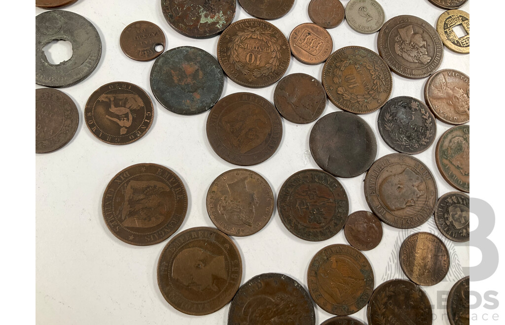 Collection of International Antique/Vintage Coins Including United Kingdom QV Jersey QV, France Napoleon III, China, New Zealand, USA