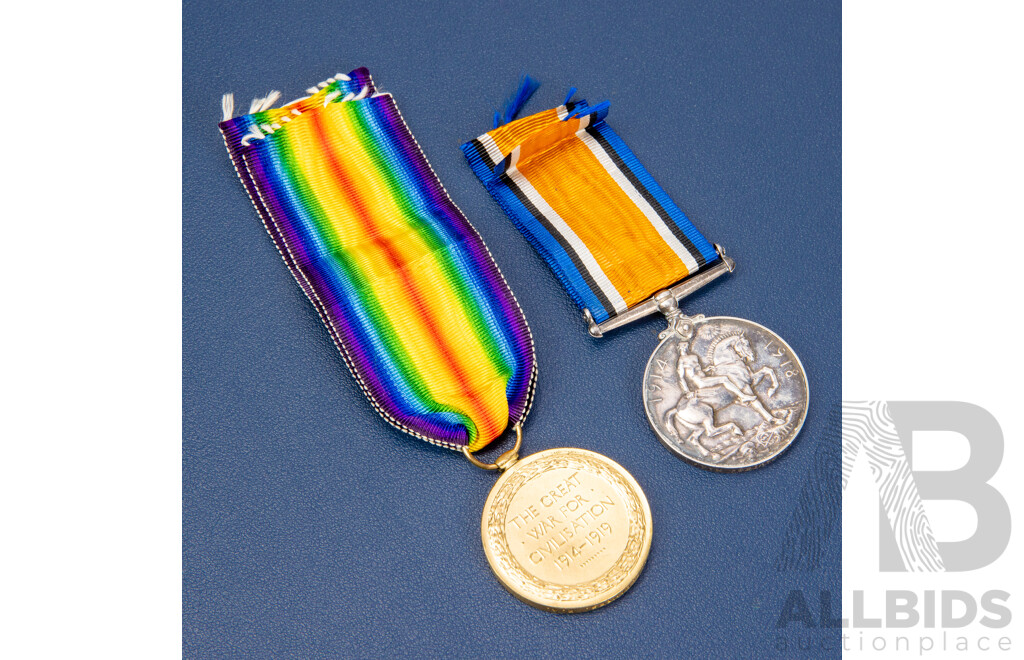 Two World War One British Military Medals, Silver and Victory Medals Both Awarded to Driver H.Davies R.A, Service Number - 1550