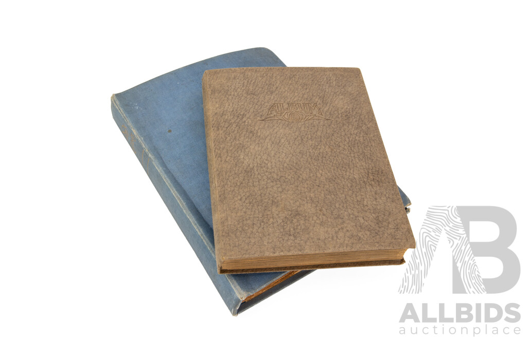 Two Albums of Antique European Postcards, Walker's ''Century'' Scrap & News Cuttings Book Including Antwerp, Brussels, Cologne, Bonn, Frankfurt, Bern, Paris, Geneva and More