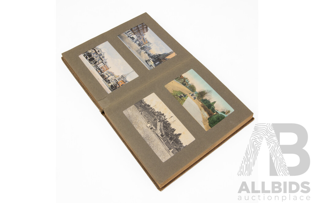 Two Albums of Antique European Postcards, Walker's ''Century'' Scrap & News Cuttings Book Including Antwerp, Brussels, Cologne, Bonn, Frankfurt, Bern, Paris, Geneva and More