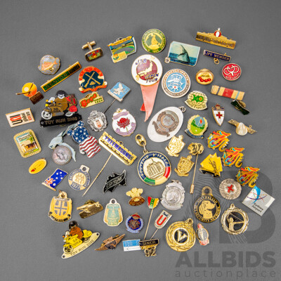 Collection of International Lapel Pins Including Freemasons, Toy Runs, Seniors, Pet Society and More