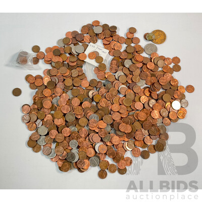 Collection of USA Pennies, Five Cents and Dime Coins - Approximately 2.4 Kilograms