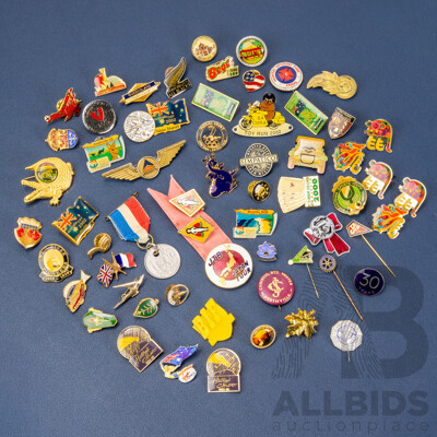 Collection of Vintage Pins and Badges Including Early Charities, Australia Day 2002, 2003, Bega Cheese, 2000 Sydney Olympics Medal Hunt, Flinders St Station, Halley's Comet, MGM Grand Darwin and More