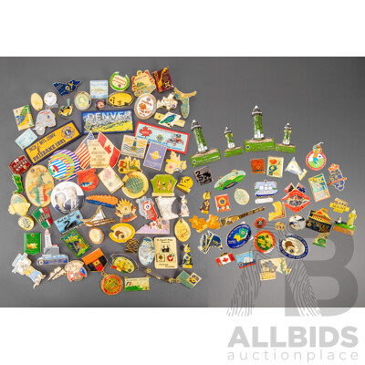 Collection of International Lions Lapel Pins and Badges Including Switzerland, USA, Australia, New Zealand, Canada