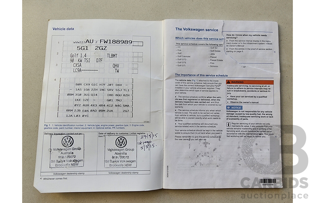 2/2015 Volkswagen Golf 90 TSI AU MY15 5d Hatchback White 1.4L