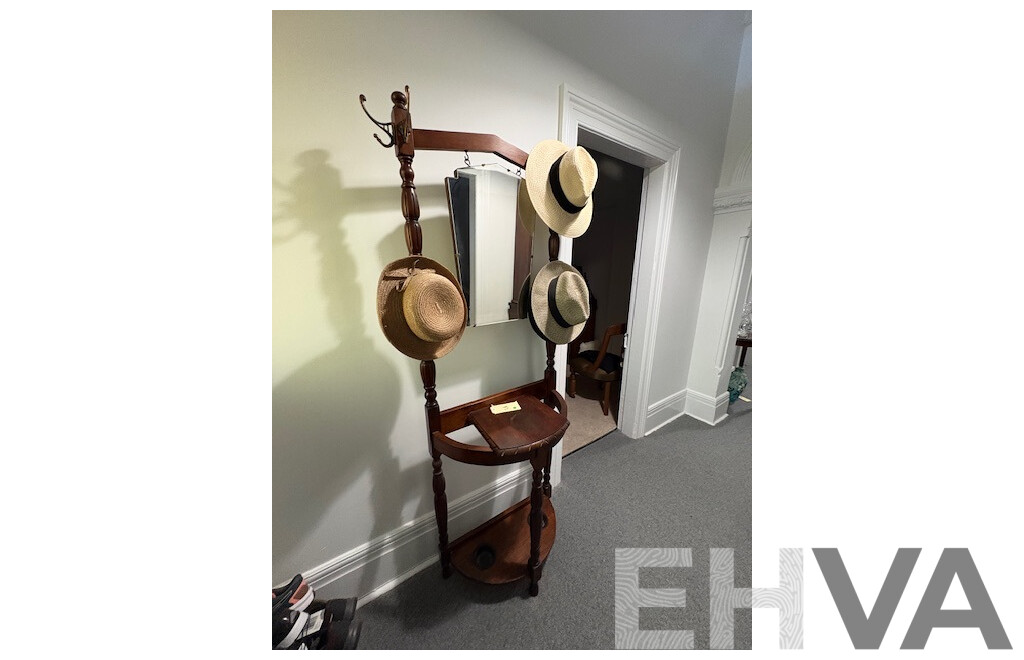 Art Deco Mahogany Hall Stand with Central Mirror