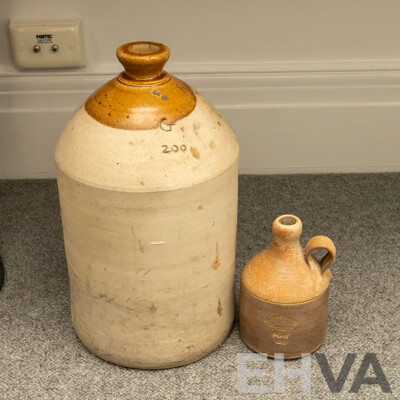 Large Salt Glaze Demijohn and Port Croc