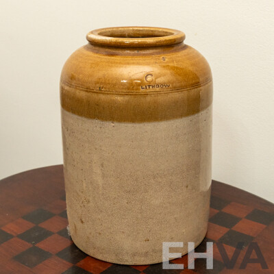 Early Lithgow Pottery Stoneware Bung Jar with Bristol Glaze (Stamped)