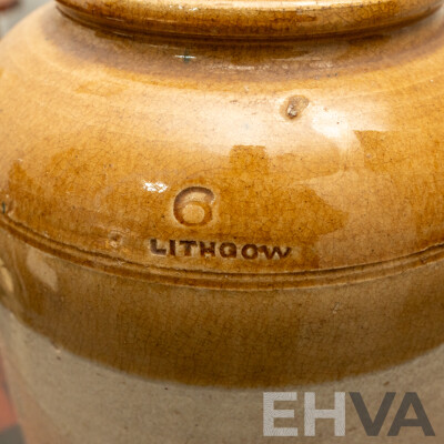 Early Lithgow Pottery Stoneware Bung Jar with Bristol Glaze (Stamped)