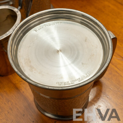 Large Pewter Pitcher with Five Vessels