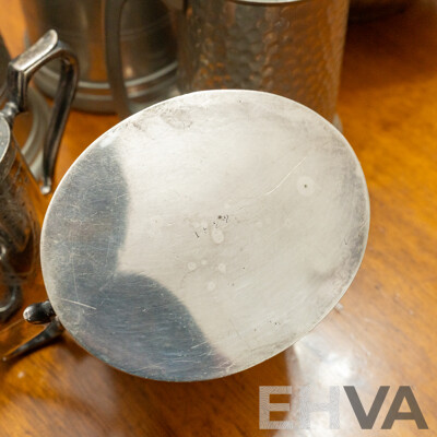 Large Pewter Pitcher with Five Vessels