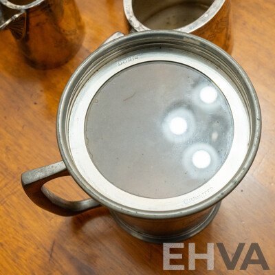 Large Pewter Pitcher with Five Vessels